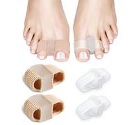 PGRODE, separatori per alluce valgo, in gel, morbido, per alluce valgo, per piedi e uomini e donne, corretti per dita dei piedi, raddrizzatore per dita a martello, con 2 passanti (2 nylon + 2 gel)
