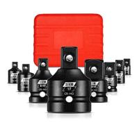 PGROUP Set di 8 adattatori a percussione (1/4"", 3/8"", 1/2"", 3/4"") per chiavi a bussola e avvitatori. Realizzati in acciaio al cromo-molibdeno, forniti in valigetta.