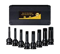 PGROUP Set di 8 pezzi di bussole a impatto Allen da 1/2 pollice, chiave esagonale SAE da 1/4" a 3/4", in acciaio Cr-Mo di alta qualità con custodia resistente