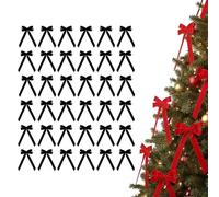 PGSLPH 24 Pieces Red Velvet Christmas Bows,24 Pack Tree Bow And Velvet Bows for Vintage Ribbon Ornaments, Red Christmas Decorations (36pcs,Black)