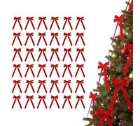 PGSLPH 24 Pieces Red Velvet Christmas Bows,24 Pack Tree Bow And Velvet Bows for Vintage Ribbon Ornaments, Red Christmas Decorations (36pcs,Red)