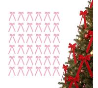 PGSLPH 24 Pieces Red Velvet Christmas Bows,24 Pack Tree Bow And Velvet Bows for Vintage Ribbon Ornaments, Red Christmas Decorations (36pcs,Pink)