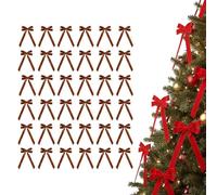 PGSLPH 24 Pieces Red Velvet Christmas Bows,24 Pack Tree Bow And Velvet Bows for Vintage Ribbon Ornaments, Red Christmas Decorations (36pcs,Brown)