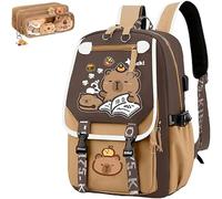 PGSLPH Zaino Capybara: Capiente e Carino per Scuola, Casual per Bambini, Ragazze e Ragazzi - Scolastico Kawaii Con Astuccio (C)