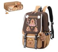 PGSLPH Zaino Capybara - Carino e di Grande Capacità per la Scuola, Casual per Bambini, Ragazze e Ragazzi, Scolastico Kawaii Con Astuccio (D)