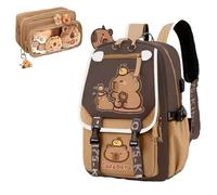 PGSLPH Zaino Capybara - Carino e di Grande Capacità per la Scuola, Casual per Bambini, Ragazze e Ragazzi, Scolastico Kawaii Con Astuccio (E)