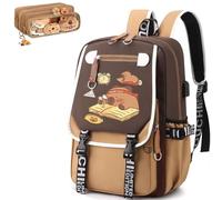 PGSLPH Zaino Capybara Kawaii con Grande Capacità per Scuola e Casual, Zaino Scolastico per Bambini e Ragazzi