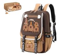 PGSLPH Zaino Capybara Kawaii per Bambini, Ragazze e Ragazzi - Grande Capacità con Astuccio