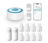 PGST 13 Kit Allarme Casa Senza Fili da Pezzi Include 8 Sensori Porta e Finestra, 2 Rilevatore di Movimento, 2 Telecomandi, Allarme Tramite App Mobile, Senza Abbonamento, Compatibile con Alexa/Google
