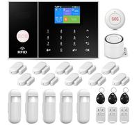 PGST A108F-EU-F Sistemi di allarme domestico senza fili Kit 24 Pezzi con Display a Colori, SOS/RFID, Sensori Porta/Movimento 4G&WiFi EN 14604, Alexa/App Smart Life, Nessun Abbonamento