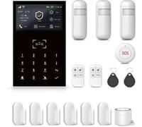 PGST Allarme Casa Senza Fili 8 Pezzi - 4.3" Touch /4G/WiFi/GSM/GPRS, Espandibile con 99 componenti, antifurto casa wireless con Timer, Voce, SMS e Push,Nessun Canone Mensile, App Tuya/Smart Life/Alexa