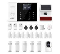 PGST Allarme Casa WiFi Senza Fili,Kit Antifurto con Sirena Esterna e WIFI Telecamera,Supporta Sim 4G e App Smart,Sistema di Sicurezza Domestica Completo e Configurato con Alexa e Google Assistant
