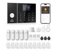 PGST GSM WiFi Sistema di Allarme per la Casa - App per Smartphone e SMS/Chiamata - con Sirena, Sensore per Finestre e Porte, Rilevatore di Movimento, Telecomandi, RFID, Compatibile con Alexa