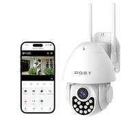 PGST Telecamera Wi-Fi Esterno, Telecamera Esterno con Visione Notturna a Colori, Impermeabile IP66, Audio Bidirezionale, Rilevamento del movimento, Compatibile con Scheda SD/Cloud