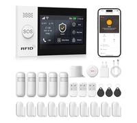PGST WiFi Sistema di Allarme Casa Senza Fili,GSM SMS Sistema Antifurto Completo con Sirena Allarme 120dB,Telecomando Intelligente,Display LCD, Invite vocale,Sicurezza per la ufficio,Casa