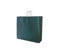 PGV Buste di carta con cordoncino, extra large, 54 + 14 x 50 cm (25 pezzi, verde scuro)