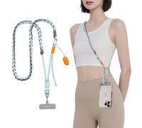 PGYTECH LinkGo, tracolla regolabile in nylon con perline di montaggio rapido, panno di pulizia per iPhone, Android e smartphone, Blu, 111-136cm