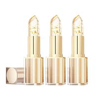PH Adjusting Lipstick, Colour Changing Lipstick Long Lasting, Transfer Proof Color Changing Lipsticks,Clear Lip Stick 24H Moisturizing with Gold Foil (3pcs)