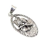 PH Artistic Ciondolo Radha Lord Krishna che suona flauto dio indù in argento Sterling 925 unisex unisex regalo fatto a mano H800