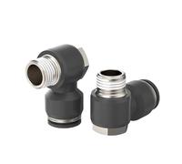 PH, connettore rapido pneumatico in PU per tubo trachea da 8, 10 e 12 mm, gomito esagonale esterno ad angolo retto, connettore nero da 1/8, 1/4, 3/8 e 1/2 pollici, 6-02(PH10-01)