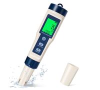 PH Meter 5 in 1, Tester di Qualità dell'acqua per pH/TDS/EC/Salinità/Temperatura, Misuratore pH Digitale con LCD Retroilluminato e Calibrazione Automatica per Idroponi, Piscine, Acquari, Spa