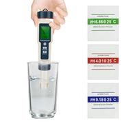 pH-metro digitale, penna pH-metro di alta precisione, kit pH-metro 5 in 1 per misurare pH, TDS, EC, salinità in%, salinità in ppm e temperatura, termometro per idroponica