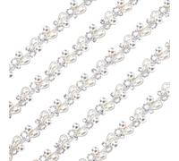 PH PandaHall 0.9m Nastro di Perle con Strass Argentati Catena 1.8cm Applicazione con Perle per Fai da Te Matrimonio Sposa Capelli Costumi Feste Decorazioni per La Casa
