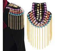 PH PandaHall 1 paio di Spalline con Rivetti e Nappe, Spalline Punk con Catene di Nappe In Metallo Distintivo per Spalline con Rivetti Colorati per Accessori Uniformi per Costumi Da Donna