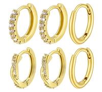 PH PandaHall 1 Paio Orecchini a Cerchio in Ottone con Zirconi Cubici Orecchini a Cerchio in Oro per Gioielli Alla Moda Orecchino con Micro Pavé Trasparenti per L'Uso Quotidiano