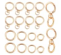 PH PandaHall 10 Set Anelli Portachiavi con Moschettone Dorato, Moschettone A Molla con Clip con 10pz 4 Misure O-Ring per Portachiavi Cordini Borsa Cinturino Da Polso Borsa, 20~39mm