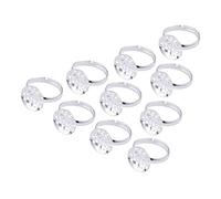 PH PandaHall 10 x Base Anelli in Ottone Setaccio Colore Argento Anelli Regolabili Anello: 17mm di Diametro, 3 mm di Larghezza, Vassoio Rotondo, 14 mm di Diametro