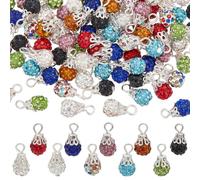 PH PandaHall 100 pz 10 colori Perline di Cristallo Ciondoli 8mm Strass Pendenti Argilla Polimerica Argilla di Cristallo Pavé Palla Da Discoteca Ciondoli Pendenti per La Creazione di Gioielli Orecchini