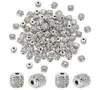 PH PandaHall 100 pz 6mm Distanziatori A Barile Perline Distanziatori Antichi Perline Sfuse In Lega Tibetana Tubo A Colonna Distanziatori In Metallo Perline Sfuse per La Creazione di Gioielli