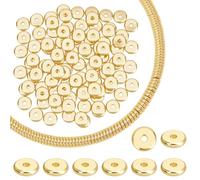 PH PandaHall 100 pz Perline Disco Placcate Oro 18K Perline Rotonde Piatte 8mm Perlina Heishi In Ottone Dorato Perlina Distanziatrici Sciolte per La Creazione di Gioielli Collane Bracciale Impilabili
