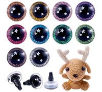 PH PandaHall 100pz 20mm Occhi di Sicurezza Glitterati, 10 Colori Occhi all'Uncinetto Occhi Amigurumi con Palpebra Occhi di Peluche per Burattino Orsetto Coniglietto