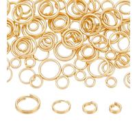 PH PandaHall 100pz Anelli Aperti Placcati Oro 24K Anellini Doppi per Bigiotteria, 4/5/6/8mm Portachiavi a Doppio Anello per Pendenti Portachiavi Creazione di Gioielli
