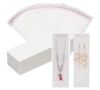 PH PandaHall 100pz Cartoncino per Orecchini e Collane Schede Porta Orecchini Scheda Display Gioielli in Carta con 100pz Sacchetti Autoadesivi Trasparenti per Gioielli Confezionare e Appendere