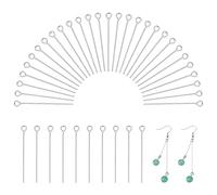 PH PandaHall 100pz Chiodini Ochiello per Gioielli 30mm Perni con Occhiello in Acciaio Inossidabile, Argento Spilli Dritti Pin per la Creazione di Gioielli Orecchini Collana Artigianato Fai Da Te