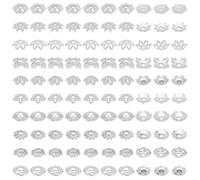 PH PandaHall 100pz Coppette per Perline Argento 10 Stili Tappi per Perline a Forma di Fiore, 6/7/8mm Perlines Distanziali per La Creazione di Gioielli Orecchini Collana Bracciali Fai Da Te