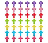 PH PandaHall 100pz Perline Colore misto Chunky Acrilico Perline Croce Candy Color Charms Perline distanziali di croce per bomboniere braccialetti collane gioielli fai-da-te (16x12x4.5mm), fori: 2mm