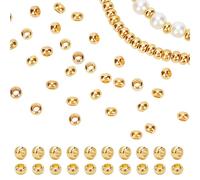 PH PandaHall 100pz Perline Rotonde Oro Perline Distanziatori in Ottone 6mm Perlina Rotonde Lisce per Collana Bracciale Orecchini Creazione di Gioielli Artigianato Fai Da Te, Foro: 3mm