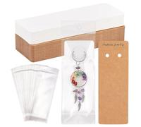PH PandaHall 100pz Schede Espositive Portachiavi con 100pz Sacchetti Autosigillanti, 15x5cm Porta Carte Portachiavi per Orecchini Collane Bracciali Gioielli