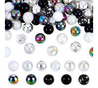 PH PandaHall 102pz Perline per Penne Perline Nero e Bianche in Acrilico Stile Punk 16mm Perlina Distanziatori Sfaccettati per Penne Decorative e Creazione di Gioielli e Braccialetti