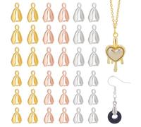 PH PandaHall 105pz 18K Placcato Oro Ciondolo Chiusura 3 Colori 2 Misure Snap On Bails Ciondoli Clip Ciondolo Connettore Pinch Bail per Collane Creazione di Gioielli