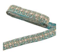 PH PandaHall 10m Nastro Jacquard Etnico, 45mm Nastro Ricamato Blu con Paillettes a Forma di Fiore per Cucire Cinture per Borse Fatte A Mano