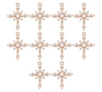 PH PandaHall 10pz Ciondoli a Croce con Strass di Cristallo Ciondolo a Forma di Croce in Zirconia Cubica, Pendenti di Crocifisso in Ottone per La Creazione di Gioielli Collana Fai Da Te