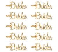 PH PandaHall 10pz Ciondoli a Forma di Bride in Ottone Placcato Oro 18k con Micro Pavé di Zirconi Cubici Ciondoli Portafortuna per La Creazione di Gioielli da Sposa Matrimoniali