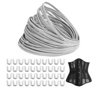 PH PandaHall 11 Iarde Spirale in Acciaio Inossidabile Corsetto Stecche Sostegni Stecche Flessibili per La Creazione di Abiti Fai Da Te Artigianato con 40 Punte di Steccatura 4.5mm di Larghezza