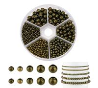 PH PandaHall 1150pz Perline Bronzo Antico Perline distanziali Rotonde 2.4mm 3mm 4mm 5mm 6mm Perlina Lisce in Ottone per la Creazione di Gioielli Bracciali Collane Orecchini