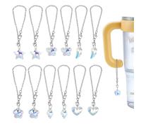 PH PandaHall 12 ciondoli in cristallo 6 stili Ciondoli in vetro cuore stella fiore farfalla per tazza manico bicchiere bottiglia d'acqua gioielli festa di Natale compleanno decorazione casa